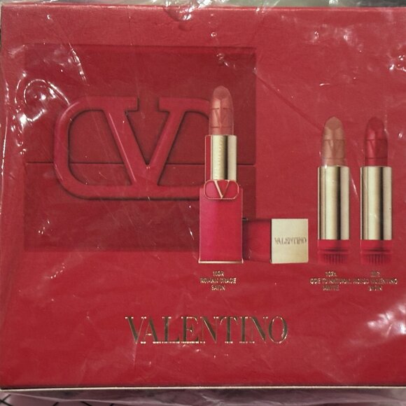 Rosso Valentino Couture Lipstick Set*w/Case ~ 3 Shades: 100R 107A 22R Refillable - Picture 3 of 14